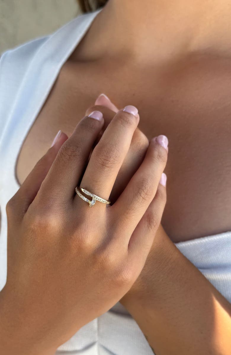 Adornia CZ Nail Bypass Ring, Alternate, color, Gold