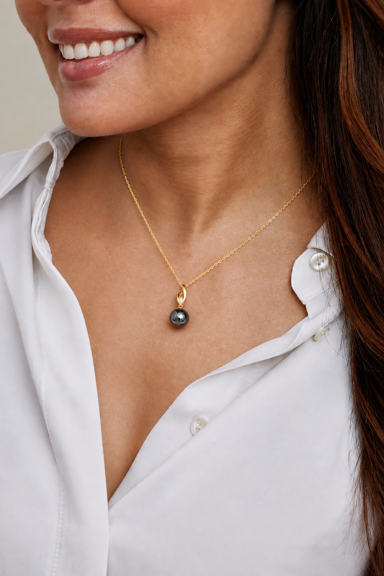 Tahitian South Sea Pearl & Diamond Lois Pendant, Alternate, color, Yellow Gold