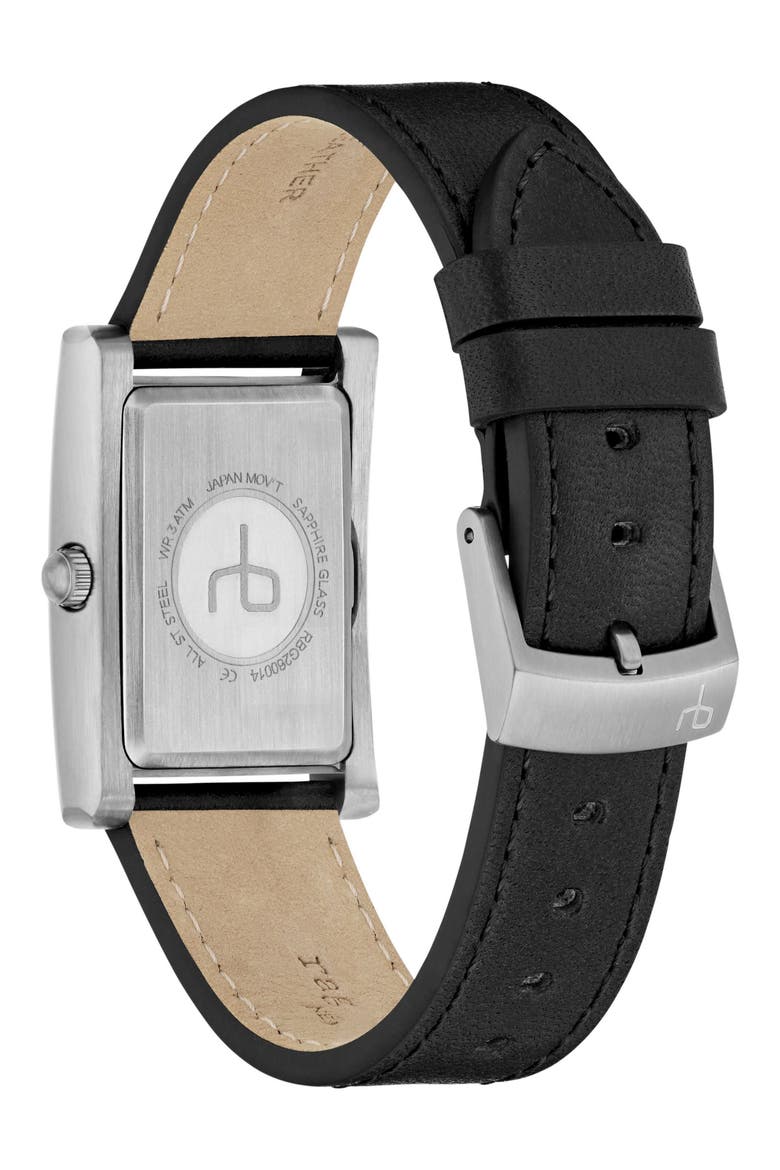 Brynn Leather Strap Tank Watch, 28mm x 38mm, Alternate, color, SILVER-TONE