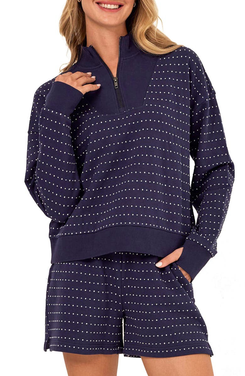 Threads 4 Thought Kindra Embroidered Dot Quarter Zip Top, Main, color, Stargazer/ Ecru