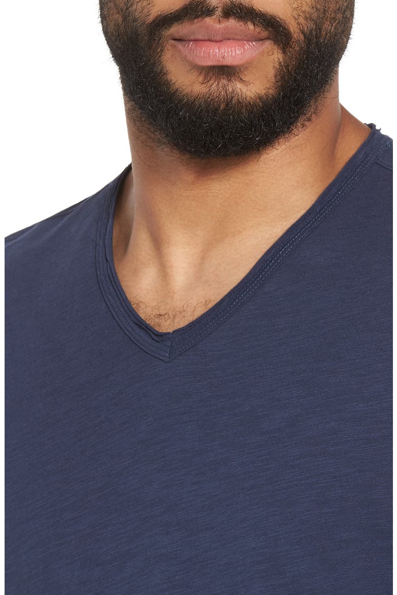 Slim Fit Slub Jersey V-Neck T-Shirt, Alternate, color, OILED BLUE