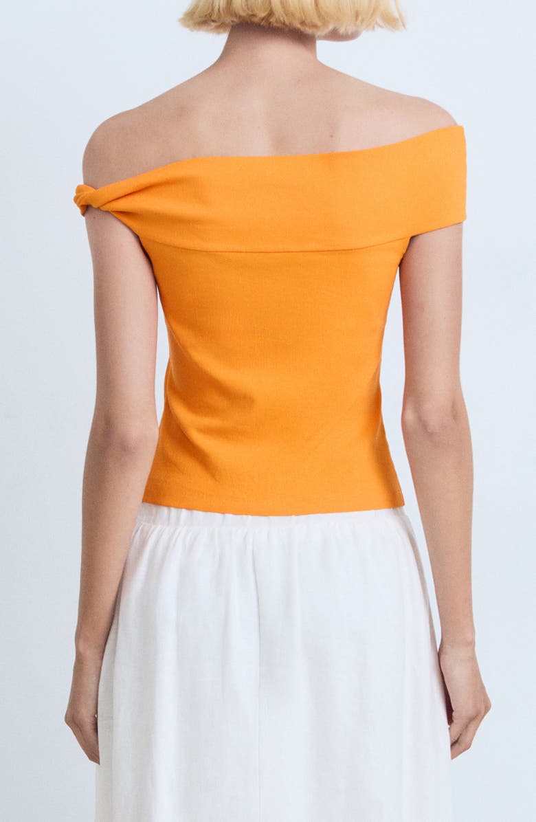 MANGO Pleated One-Shoulder Top, Alternate, color, Orange