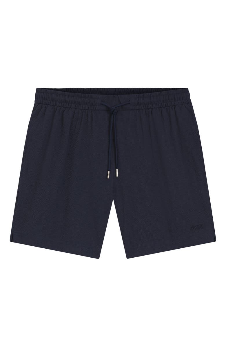 BOSS Relax Swim Trunks, Alternate, color, Navy