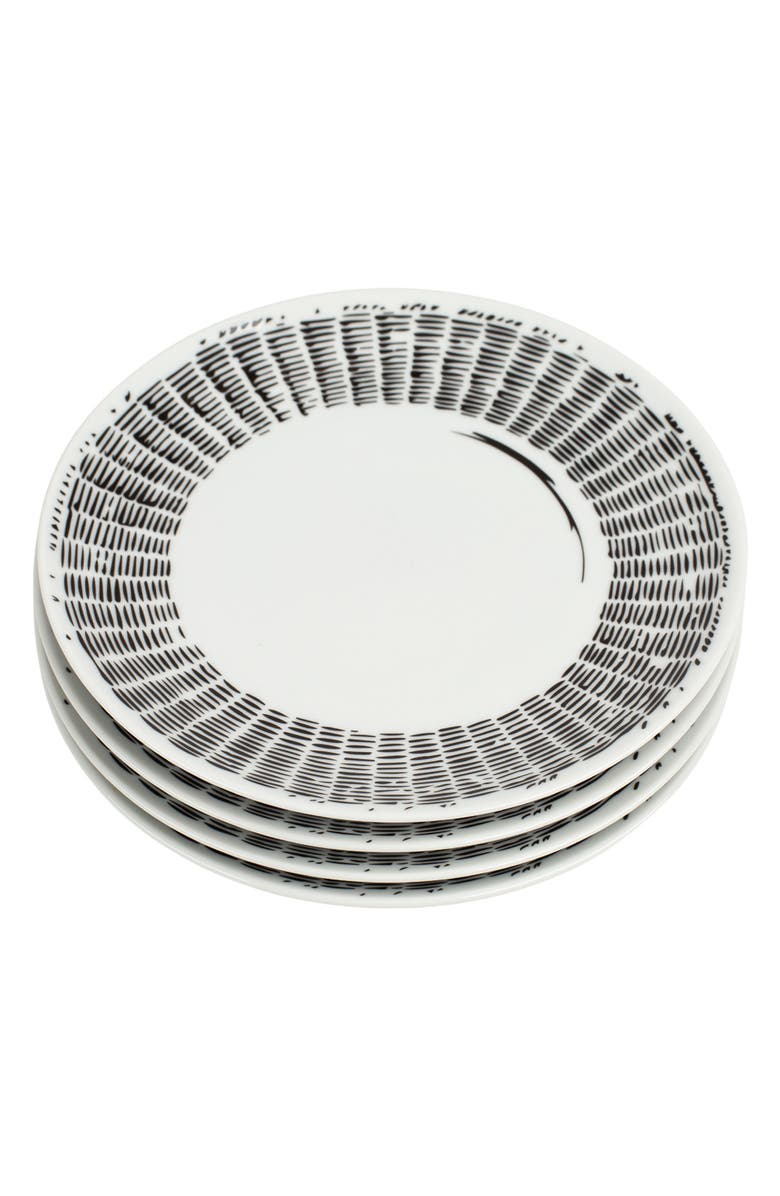 MISETTE Set of 4 Salad Plates, Main, color, Black/ White