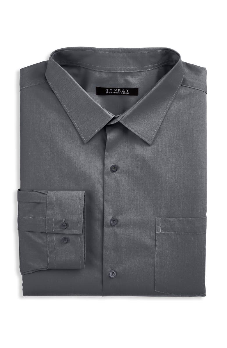 Synrgy by DXL Big & Tall Performance Heather Dress Shirt, Main, color, Blackened Pearl