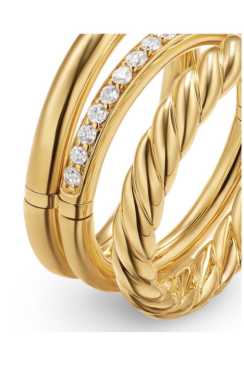 DY Mercer® Three Row Ring in 18K Yellow Gold with Diamonds, 8.9mm, Alternate, color, DIAMOND/ GOLD