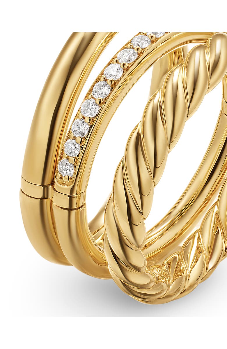 David Yurman DY Mercer<sup>®</sup> Three Row Ring in 18K Yellow Gold with Diamonds, 8.9mm, Alternate, color, Diamond/ Gold