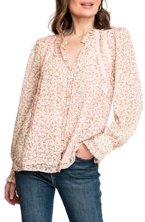 Floral Long Sleeve Button-Up Blouse