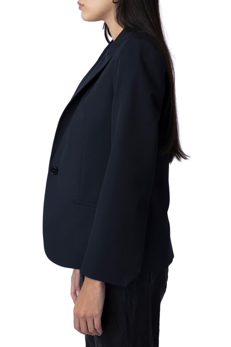 Vedy Love Strass Virgin Wool Blazer, Alternate, color, NAVY
