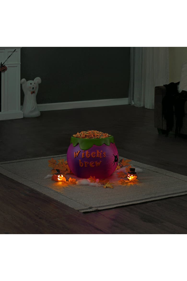 14 in. Cauldron Lit Blow Mold Candy Bowl, Alternate, color, Multicolor