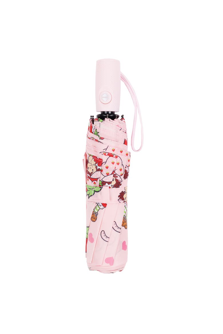 Heart Print Compact Umbrella, Alternate, color, PINK