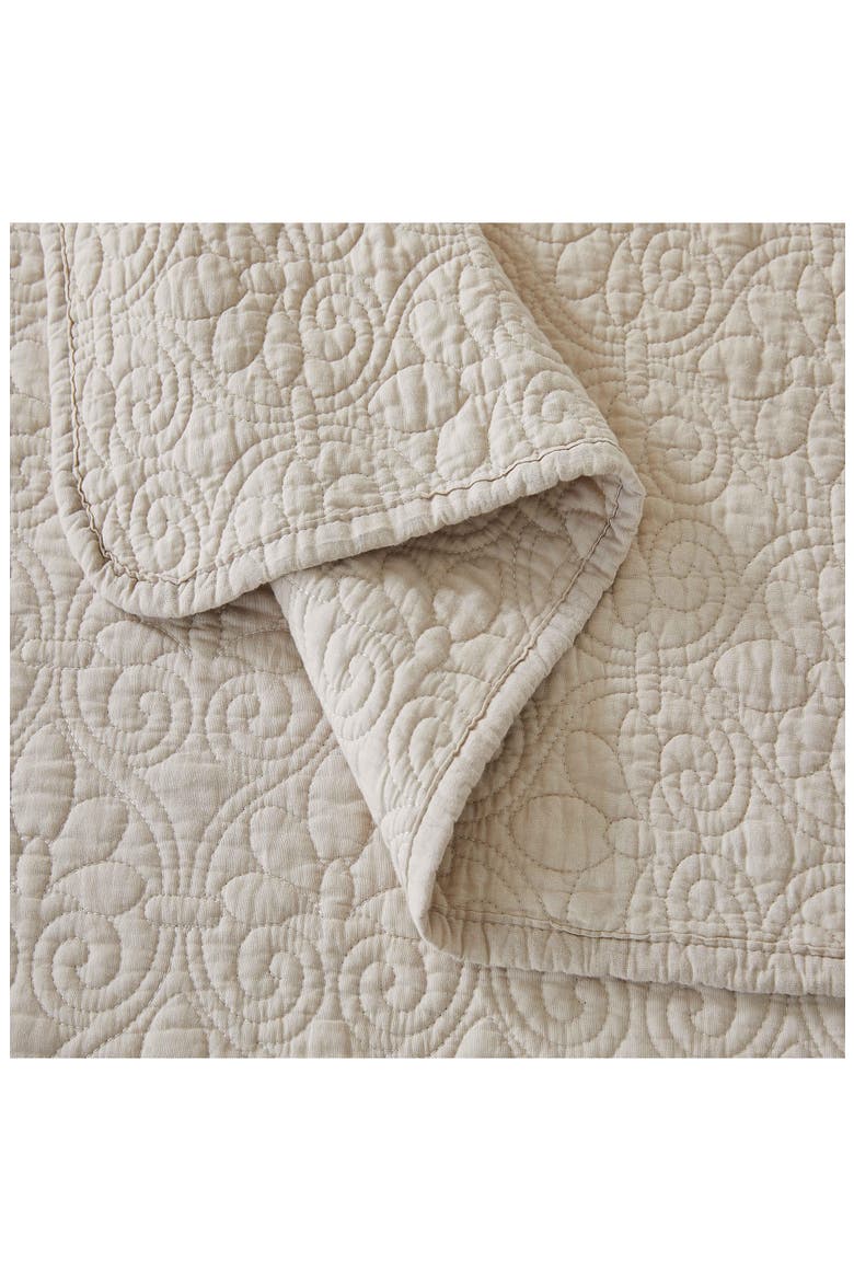 Flavia Cotton Stitched Quilt, Alternate, color, TAUPE