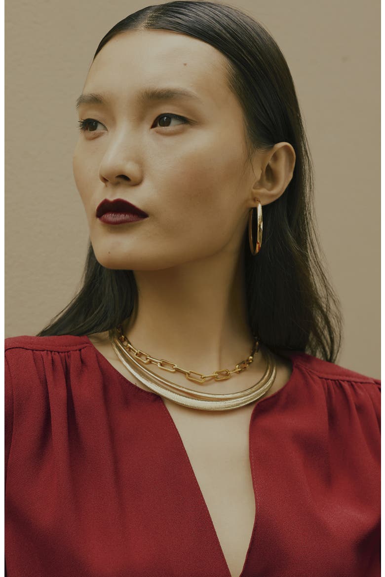 Ofira Thin Omega Necklace (Nordstrom Exclusive), Alternate, color, YELLOW GOLD