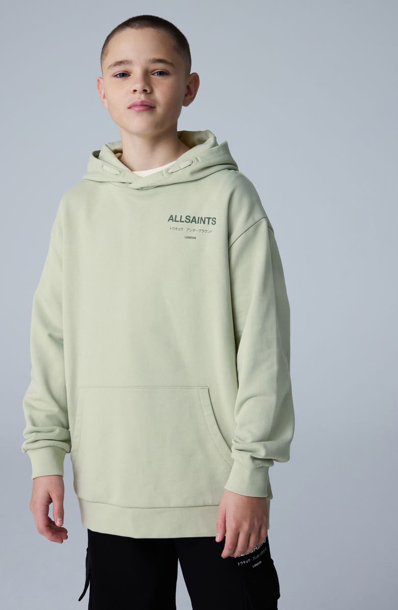 smALLSAINTS by ALLSAINTS Kids' Underground Oversize Hoodie, Alternate, color, Green
