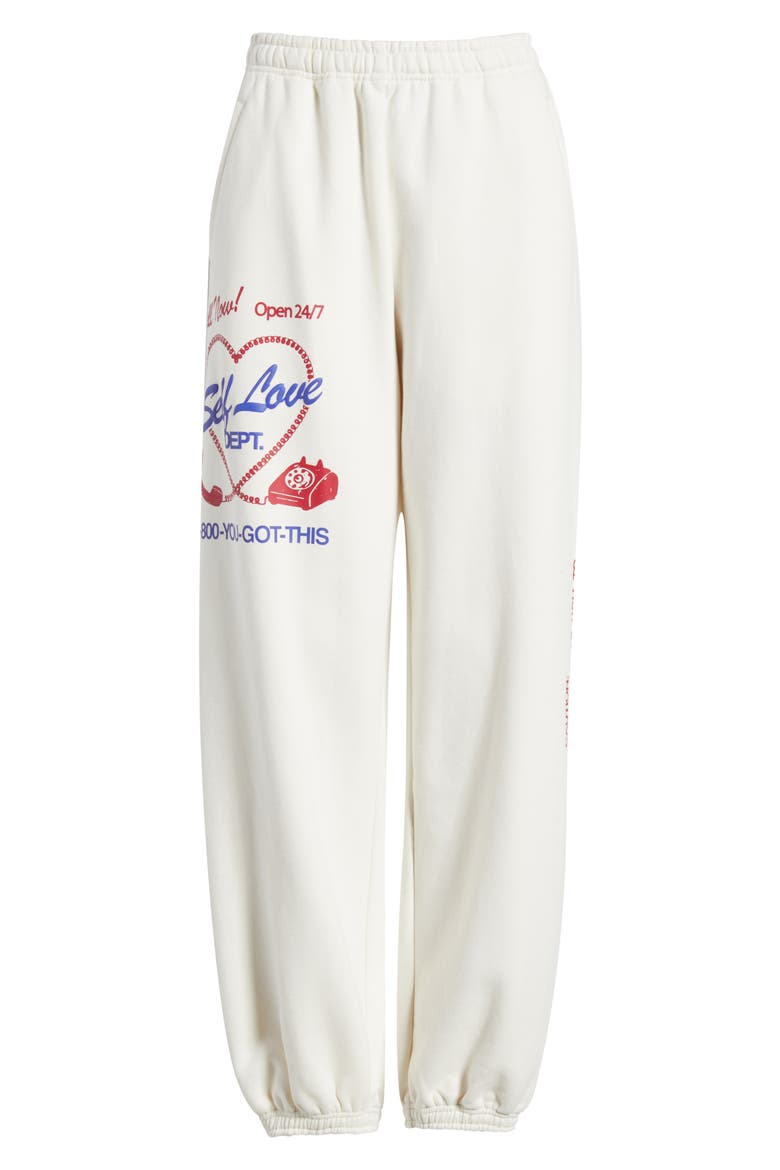 Self Love Club Oversize Fleece Graphic Sweatpants, Alternate, color, CREAM