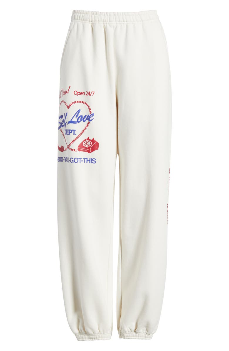 THE MAYFAIR GROUP Self Love Club Oversize Fleece Graphic Sweatpants, Alternate, color, Cream
