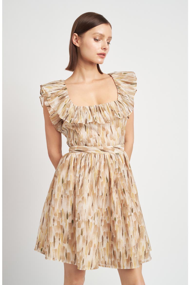 Billie Abstract Print Minidress, Alternate, color, TAUPE MULTI