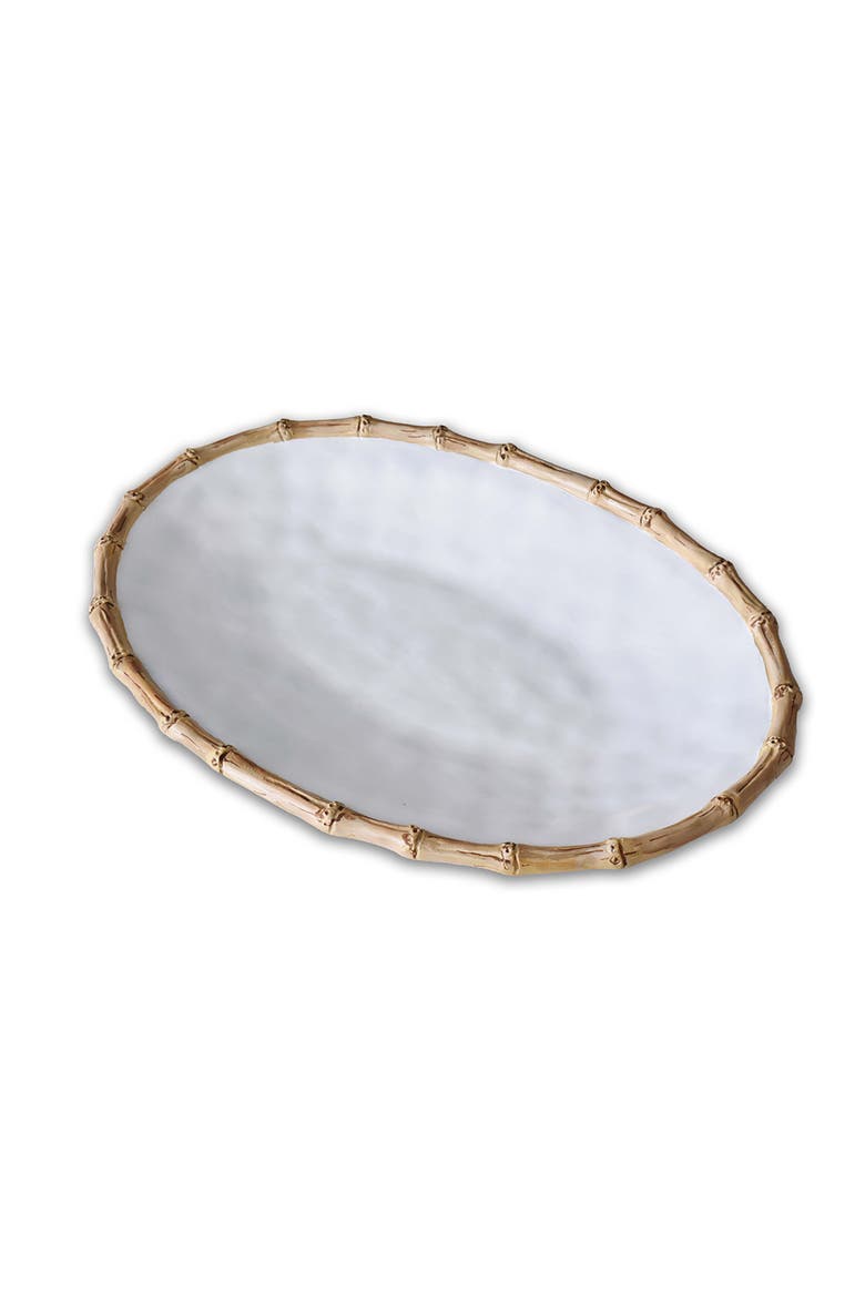 Vida Cane Large Oval Platter, Main, color, White