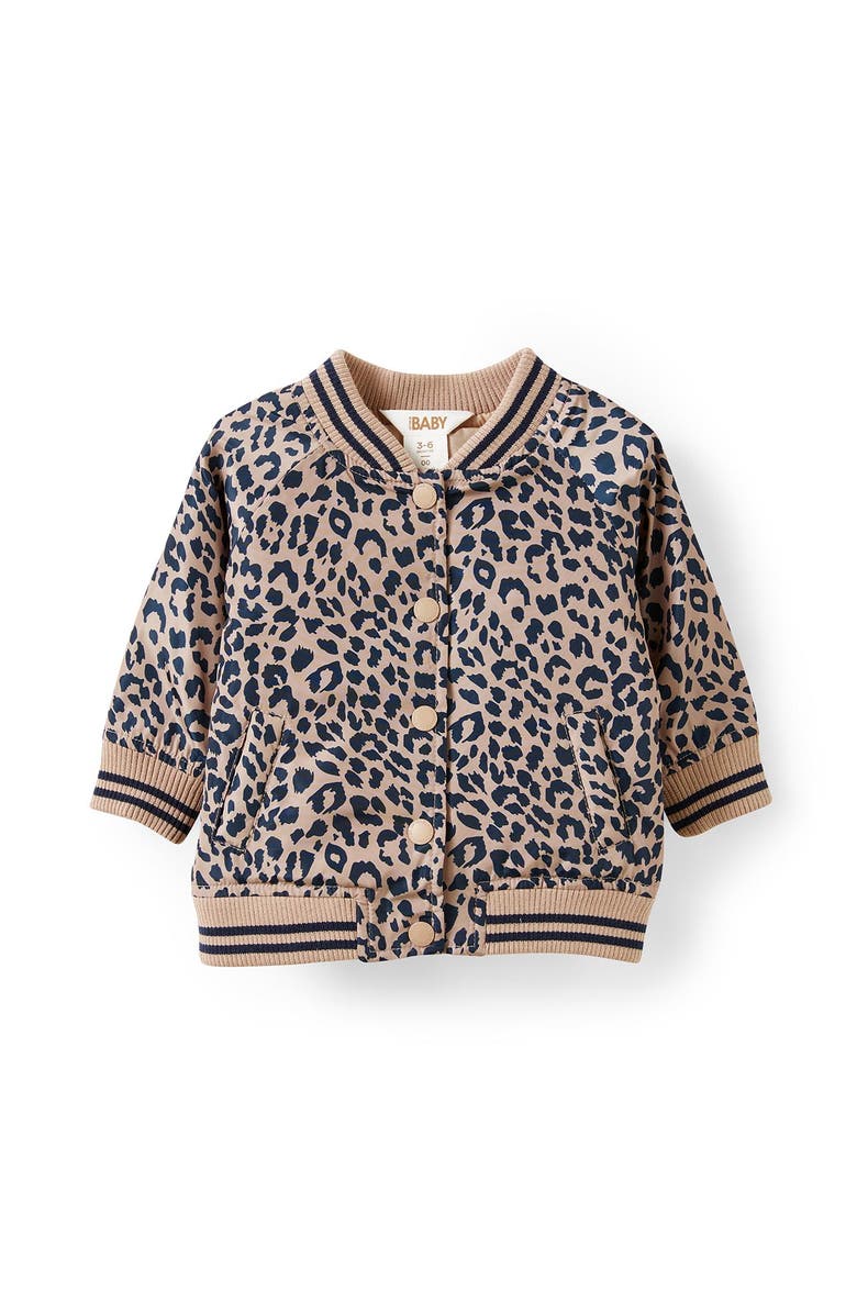 Cotton On Kids Darcey Bomber Jacket, Main, color, Oatmilk Leopard