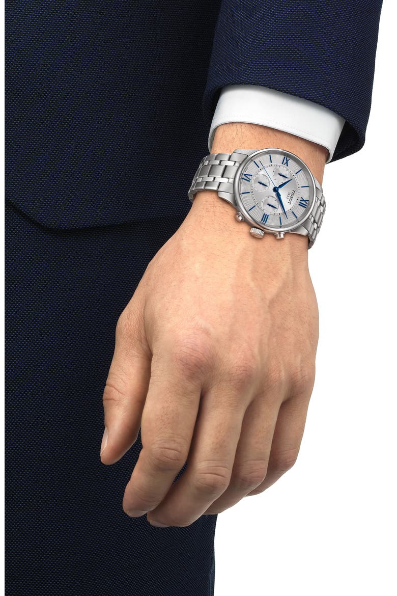 Chemin Des Tourelles Automatic Chronograph Bracelet Watch, 42mm, Alternate, color, SILVER