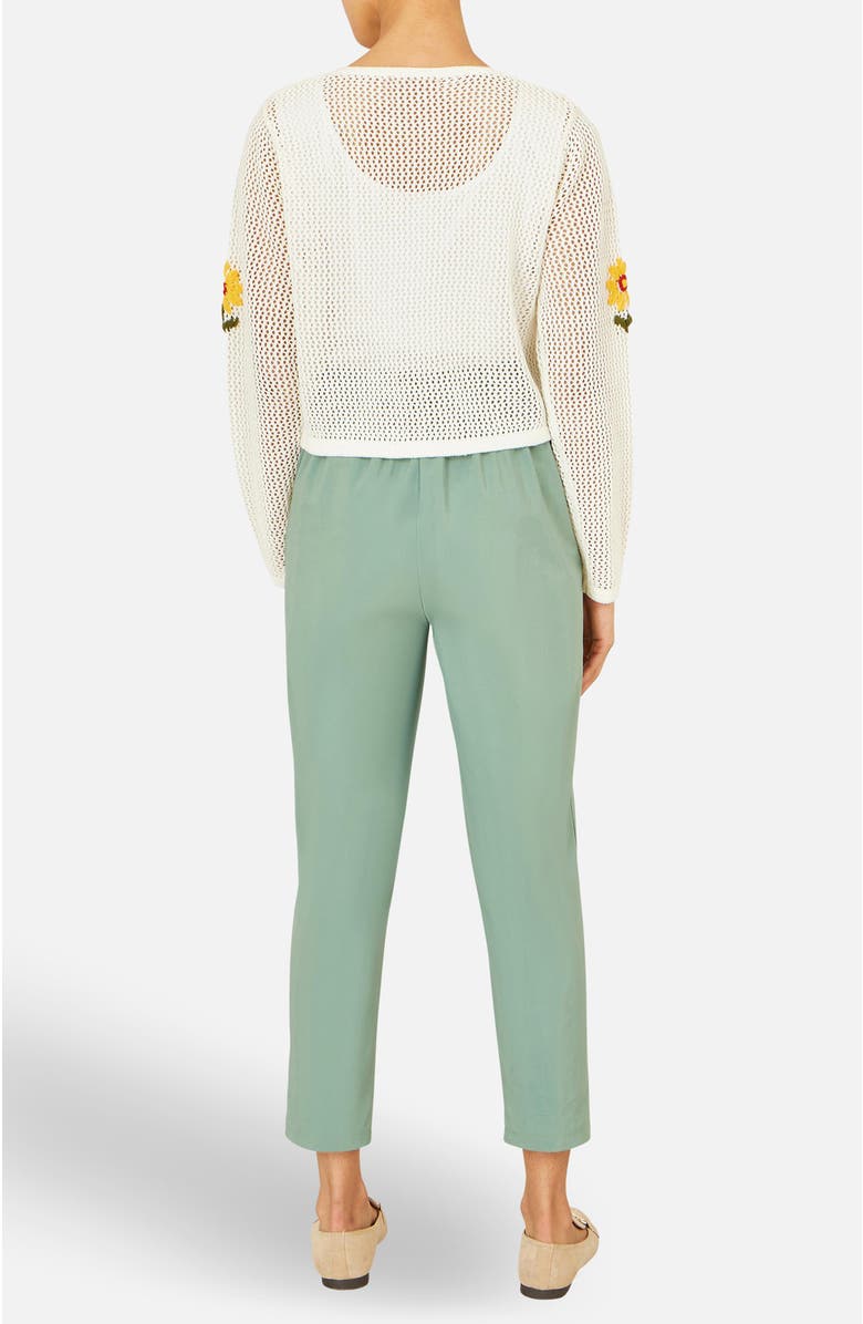 Yumi Crochet Embroidered Flower Cardigan, Alternate, color, Ivory