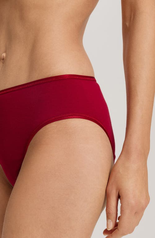 Hanro Seamless Cotton High Cut Briefs In Red