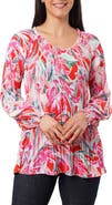 SUNNY LEIGH Pleated Ruffle V-Neck Top