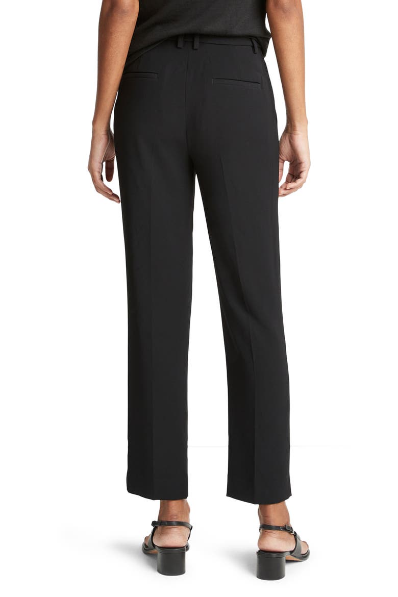 Tailored Straight Leg Crepe Pants, Alternate, color, BLACK