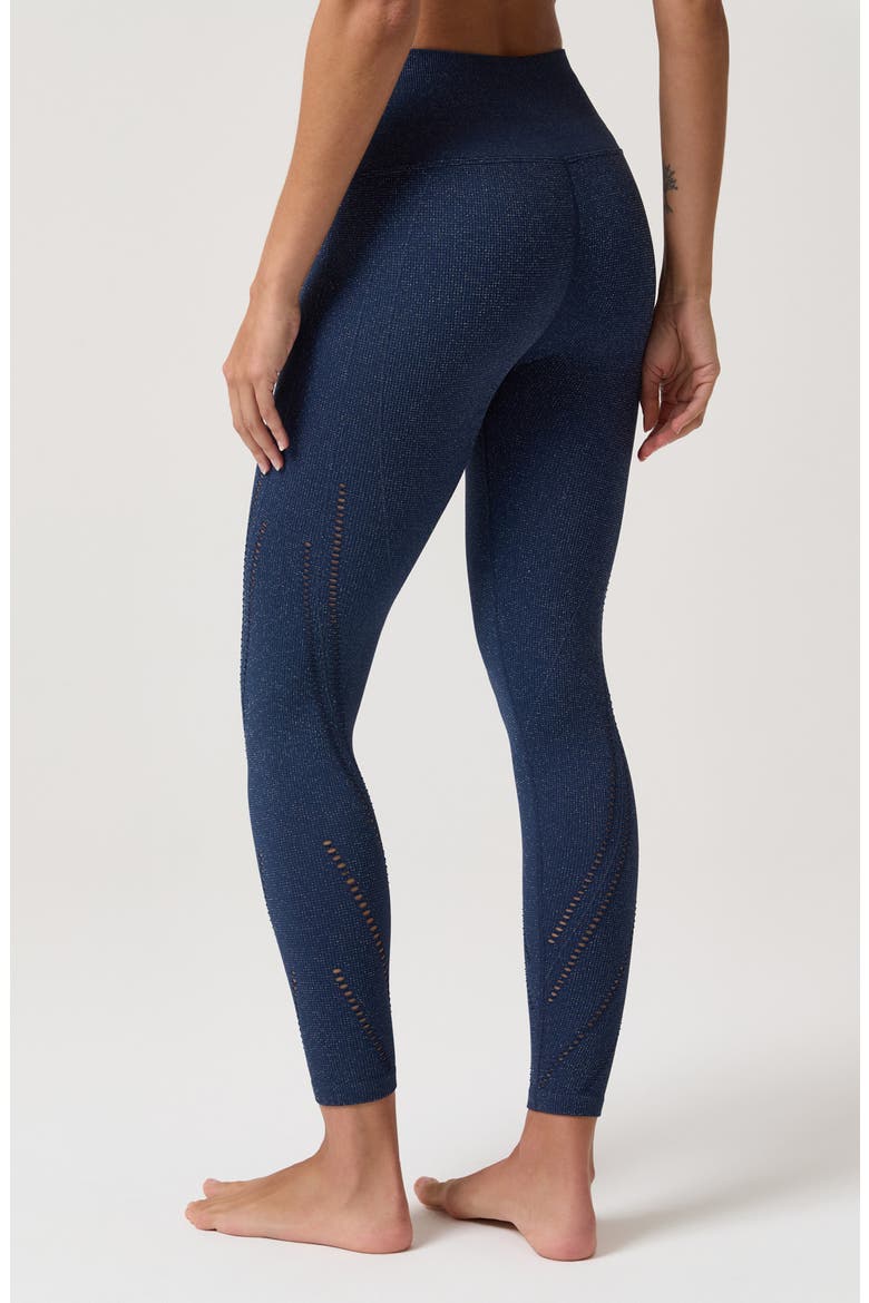Danielle High Waist Shimmer Leggings, Alternate, color, INDIGO