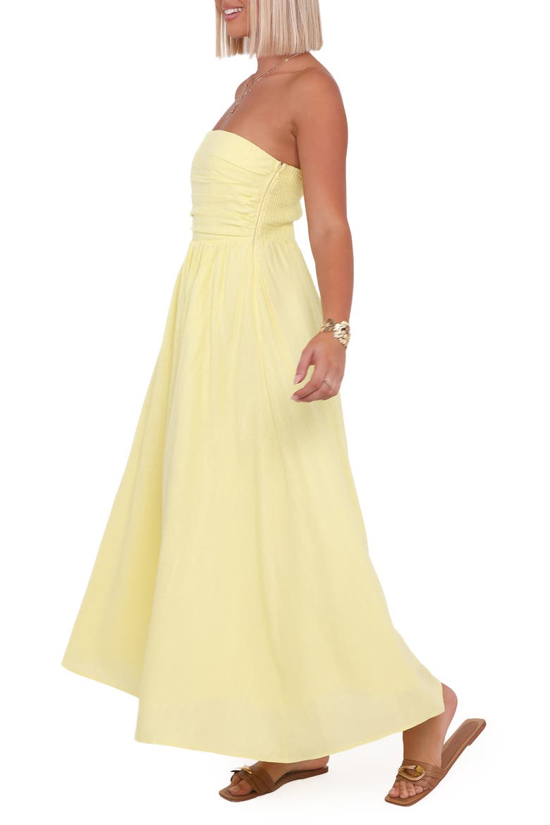 Kayt Strapless Linen Blend Maxi Sundress, Alternate, color, BUTTER YELLOW