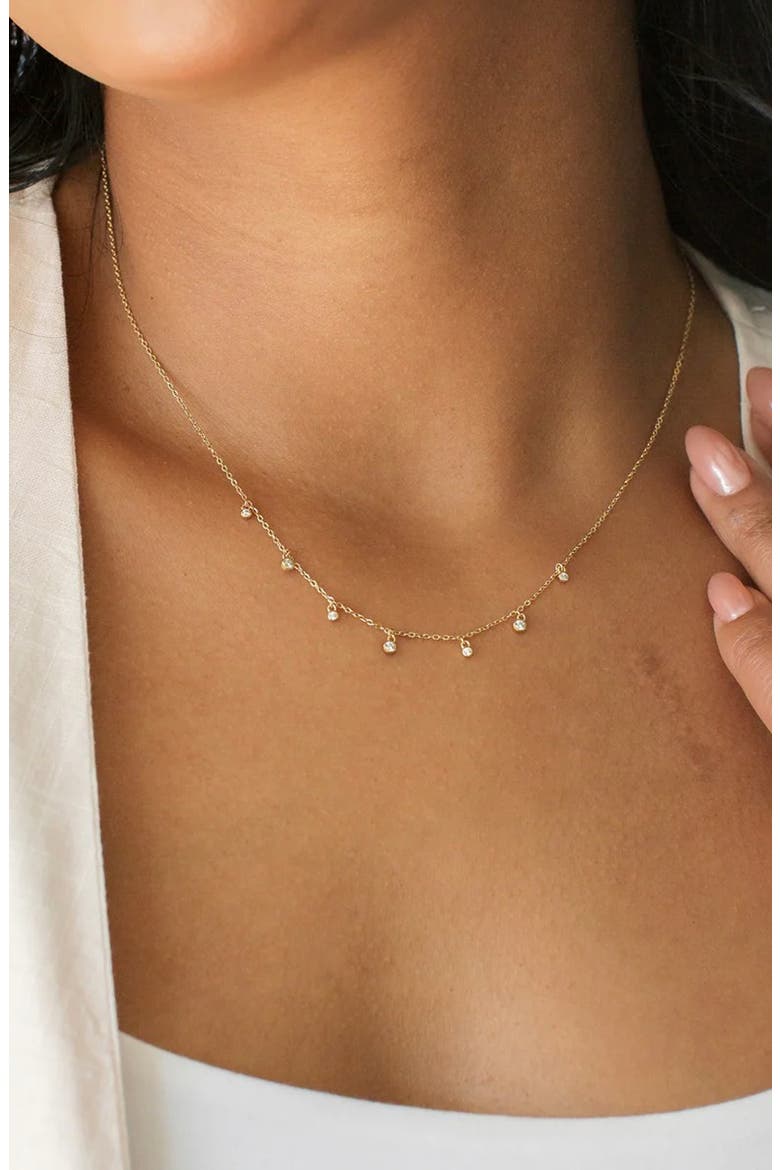 Poppy Cubic Zirconia Solitaire Necklace, Alternate, color, GOLD VERMEIL