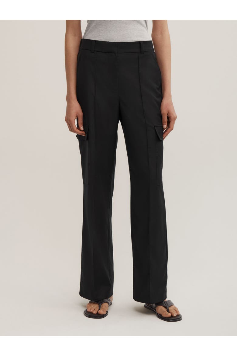 Pocket Detail Mid Rise Trousers, Main, color, Black