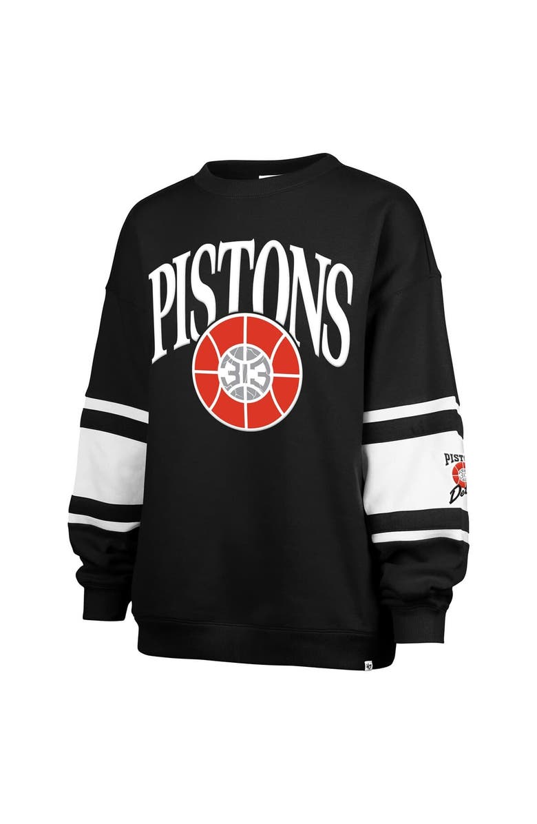 '47 Women's '47 Black Detroit Pistons 2024/25 City Edition Steadfast Paneled Pullover Sweatshirt, Alternate, color, 