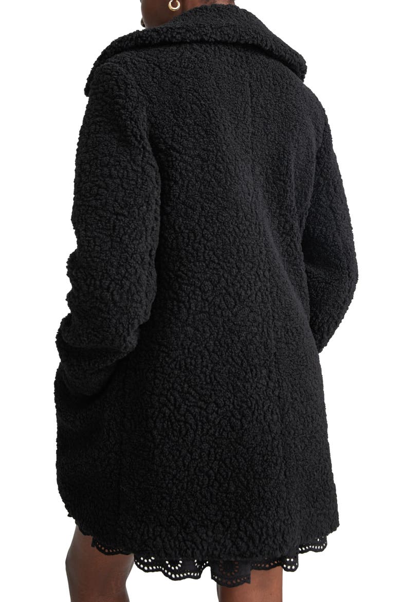 Faux Shearling Coat, Alternate, color, BLACK