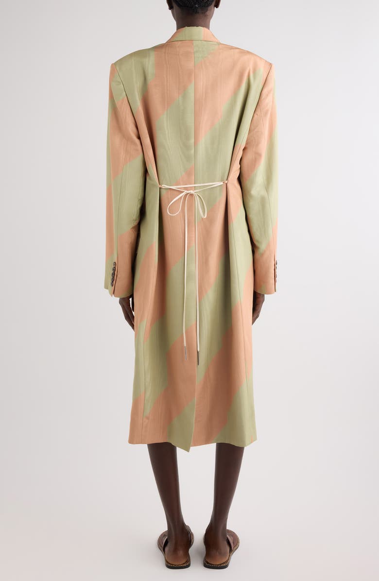 Dries Van Noten Barrysta Broken Stripe Double Breasted Moire Overcoat, Alternate, color, Pistache