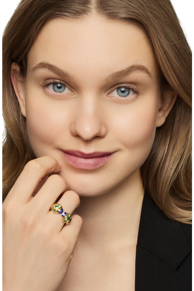 Renaissance Color Open Ring in 18K Yellow Gold with Tansanite & Tsaorite, Alternate, color, 18K YELLOW GOLD