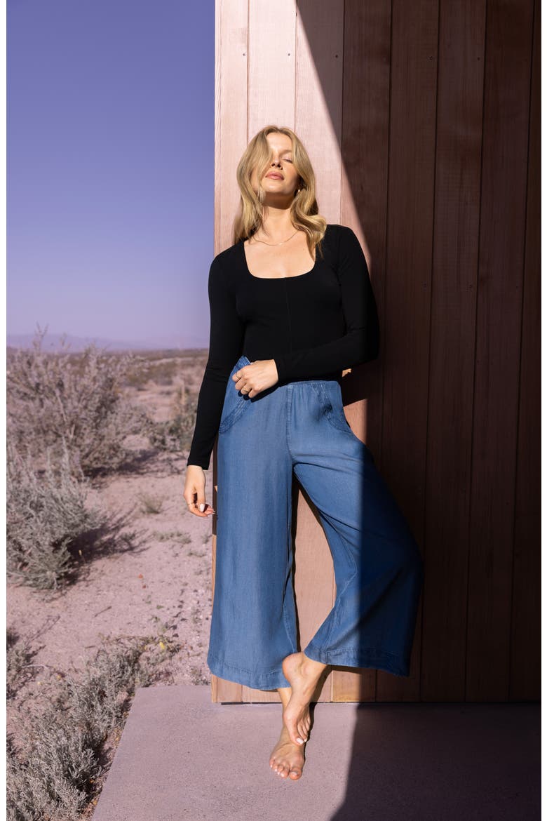 Old Havana Crop Wide Leg Chambray Pants, Alternate, color, COPEN BLUE