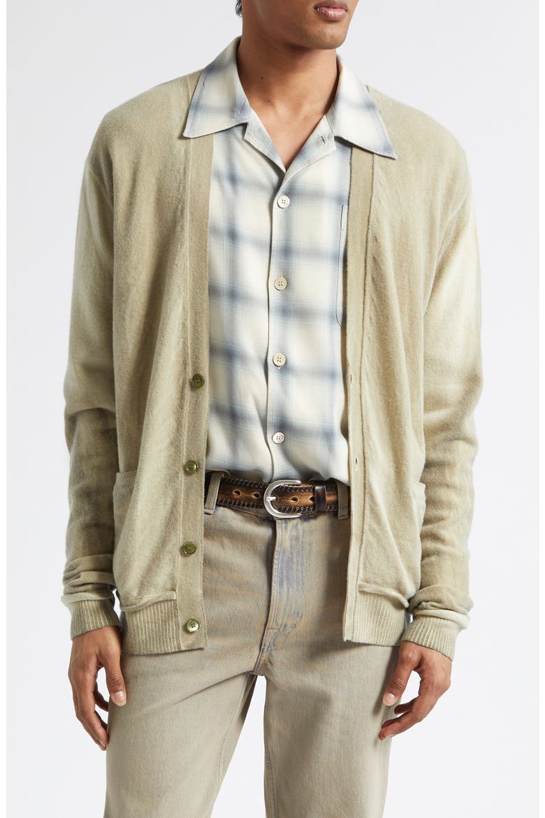 Parallel Merino Wool Cardigan, Main, color, MOSS SPRAY DYE CHERUB WOOL