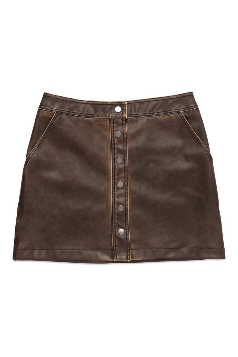 Thomas Faux Leather Miniskirt, Alternate, color, CHOCOLATE