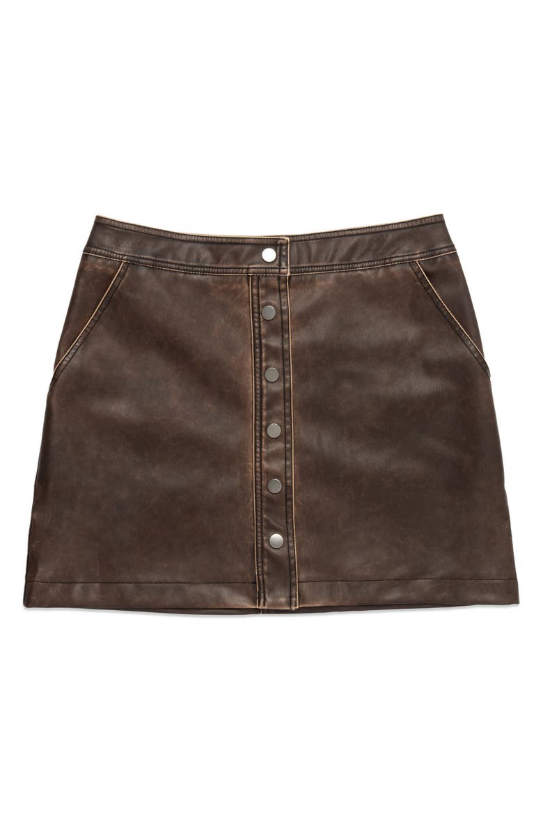 DELUC Thomas Faux Leather Miniskirt, Alternate, color, Chocolate