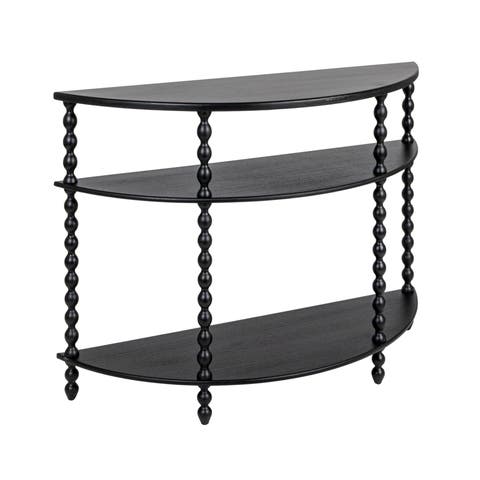 3-Tier Curved Accent Table with Beveled Shelves and Doweled Legs
