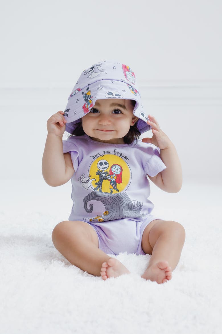 Nightmare Before Christmas One Piece Romper and Hat Set, Alternate, color, Jack Sally Purple