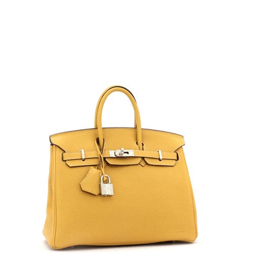 Pre-owned Hermes  Hermes Birkin Handbag Yellow Togo With Palladium Hardware 25 In Yellow