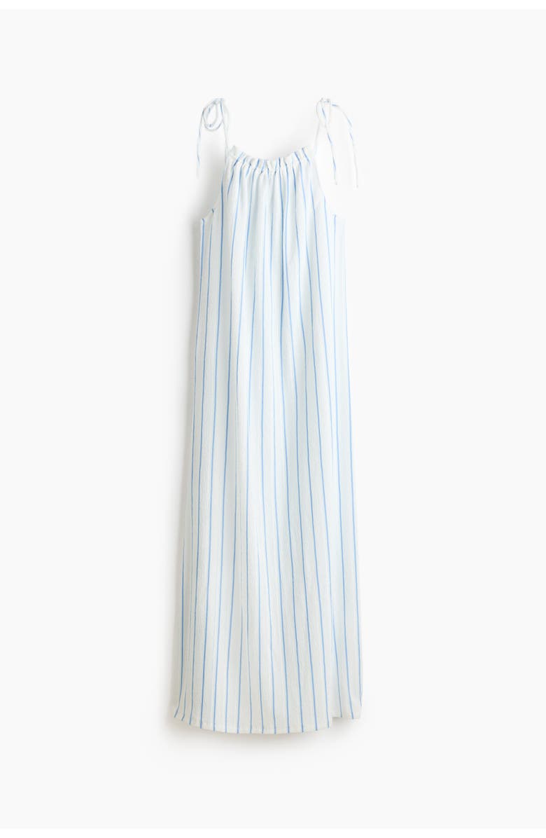 H&M Crinkled Tie-strap Dress, Main, color, White/Striped