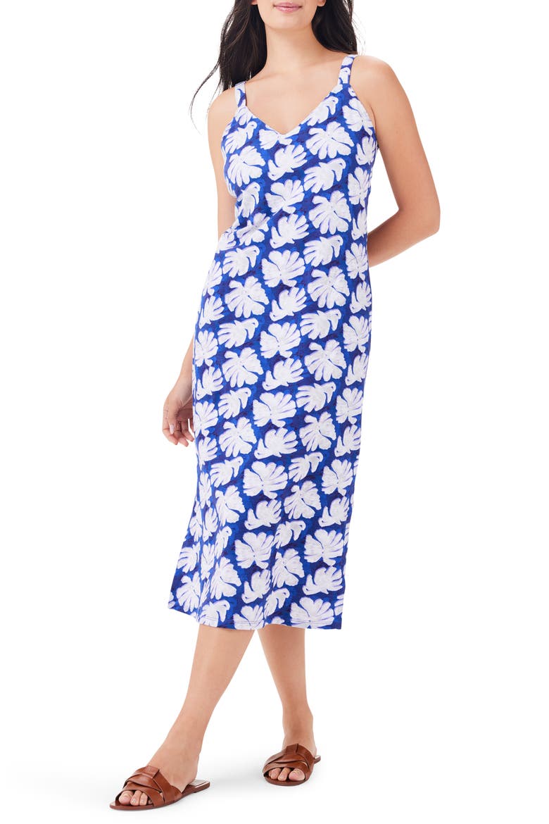 Shadow Palm Tank Midi Dress, Main, color, BLUE MULTI