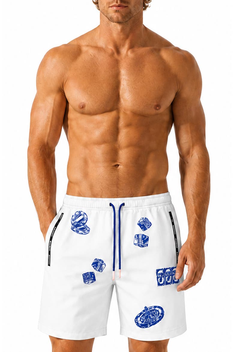 Marthyr Graphic Swim Trunks, Main, color, WHITE