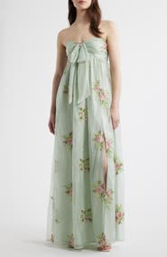 Lulus Fiona Floral Embroidery Strapless Dress