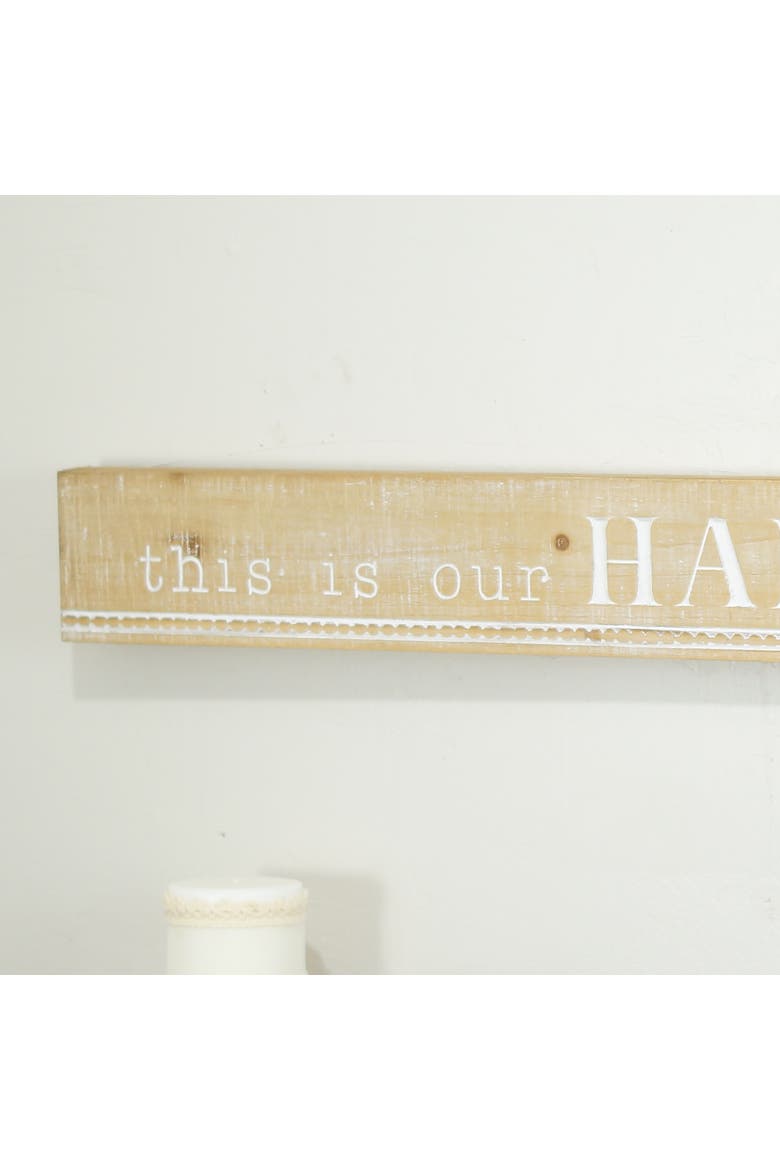 Wood Yellow Happy Place Wall Sign, 36 Inch Farmhouse Decorative Wall Art, Alternate, color, Yellow