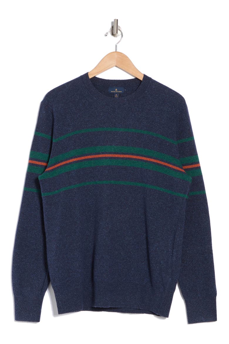 Donegal Stripe Crewneck Sweater, Alternate, color, NVY DONEGAL CHEST TRIPE