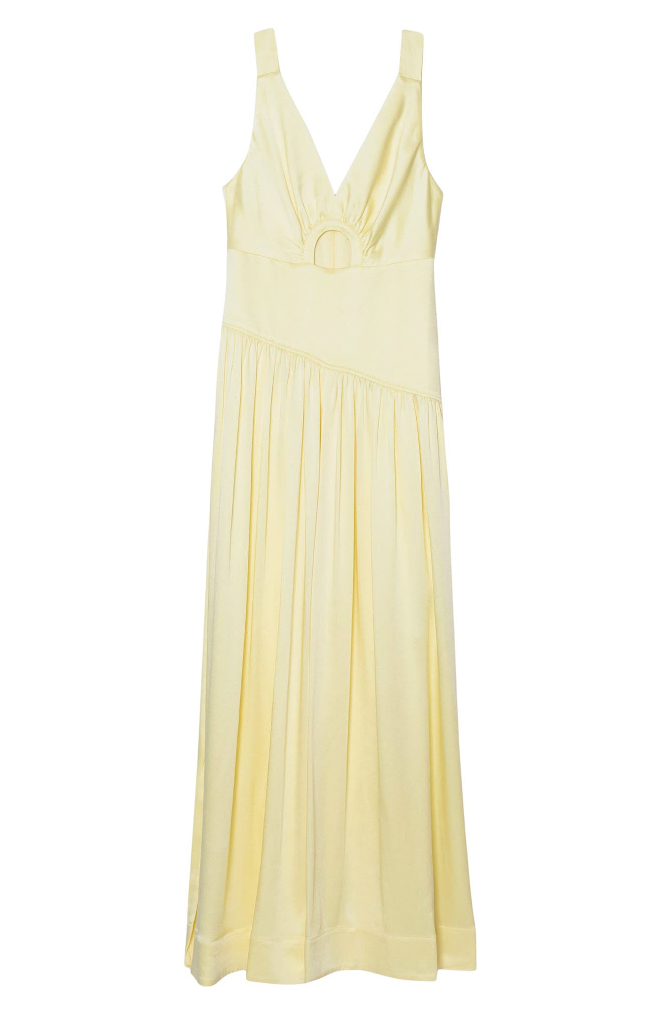 Ruched Cutout V-Neck Gown